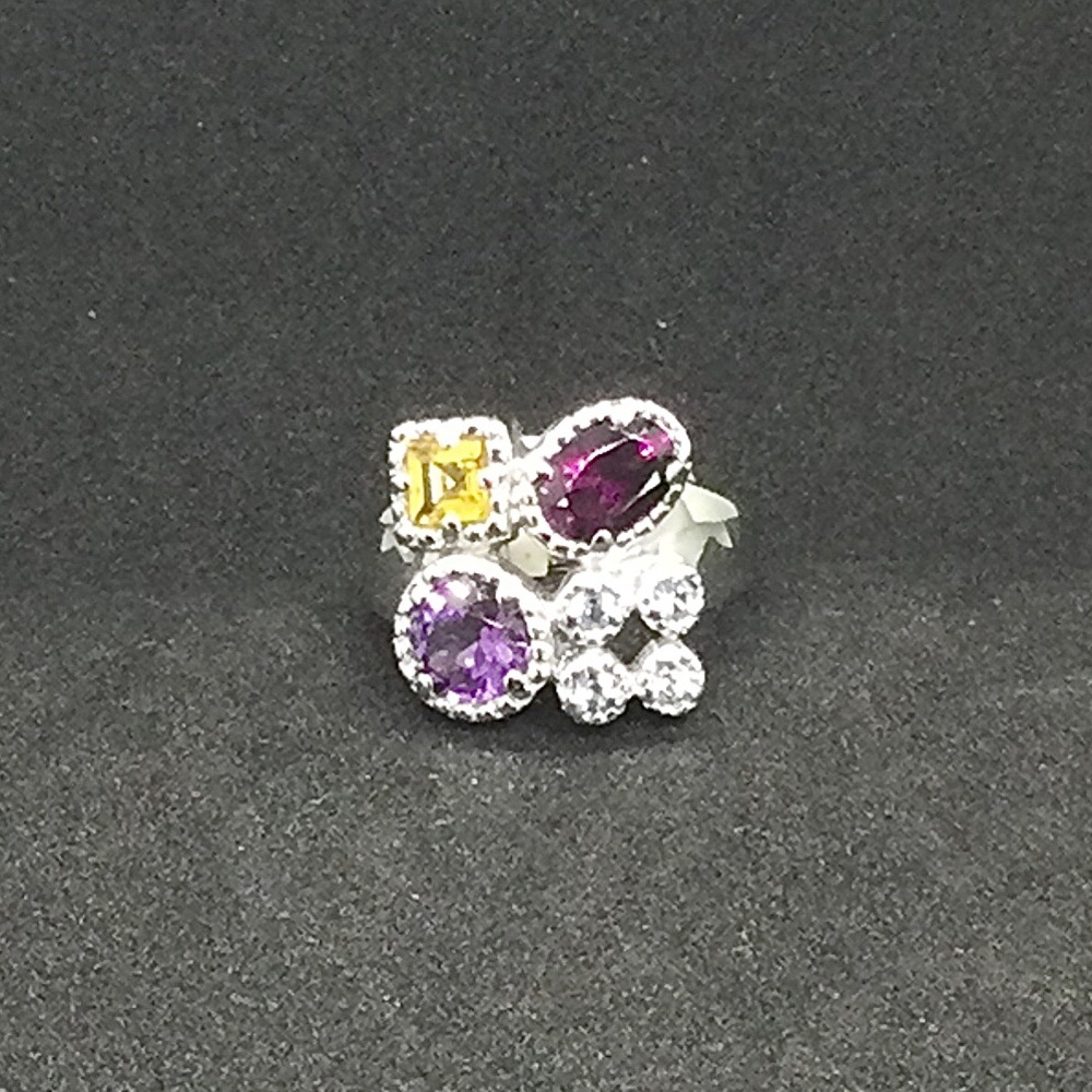 NEW 925 Sterling Silver Amethyst Tourmaline Topaz Gemstone Ring